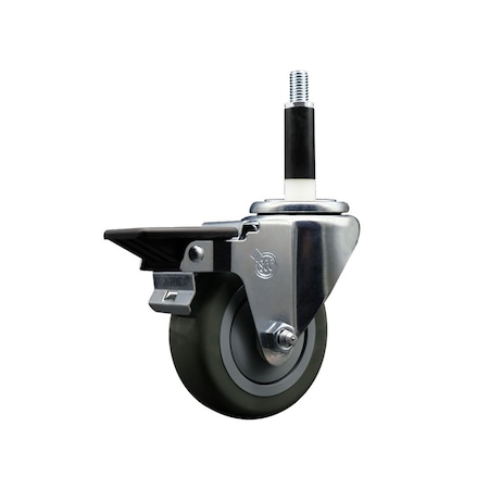 Service Caster 3.5'' Gray Poly Swivel 7/8'' Expanding Stem Caster with Brake SCC-EX20S3514-PPUB-PLB-78